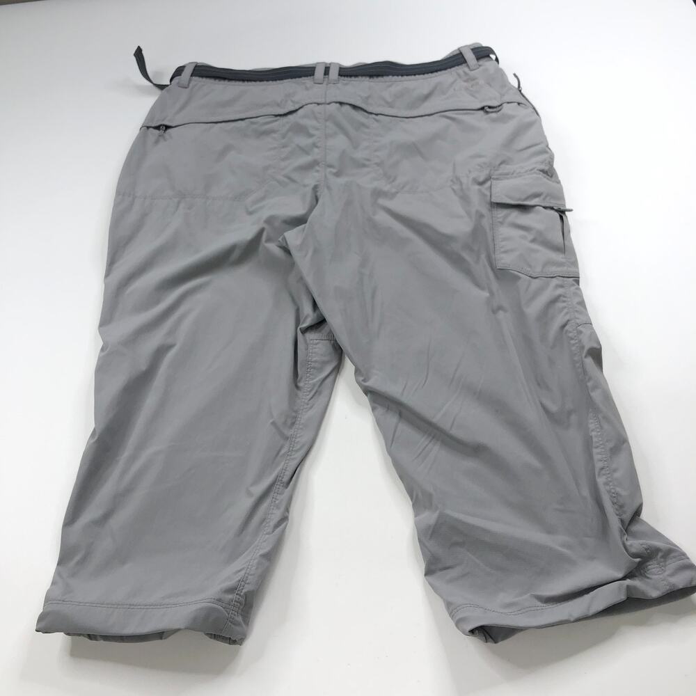 LL Bean XL (Fit 36W 21L) Belted Hiking Trek Capri Nylon Pants Cinch Gray MINT
